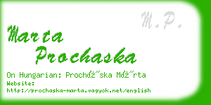 marta prochaska business card